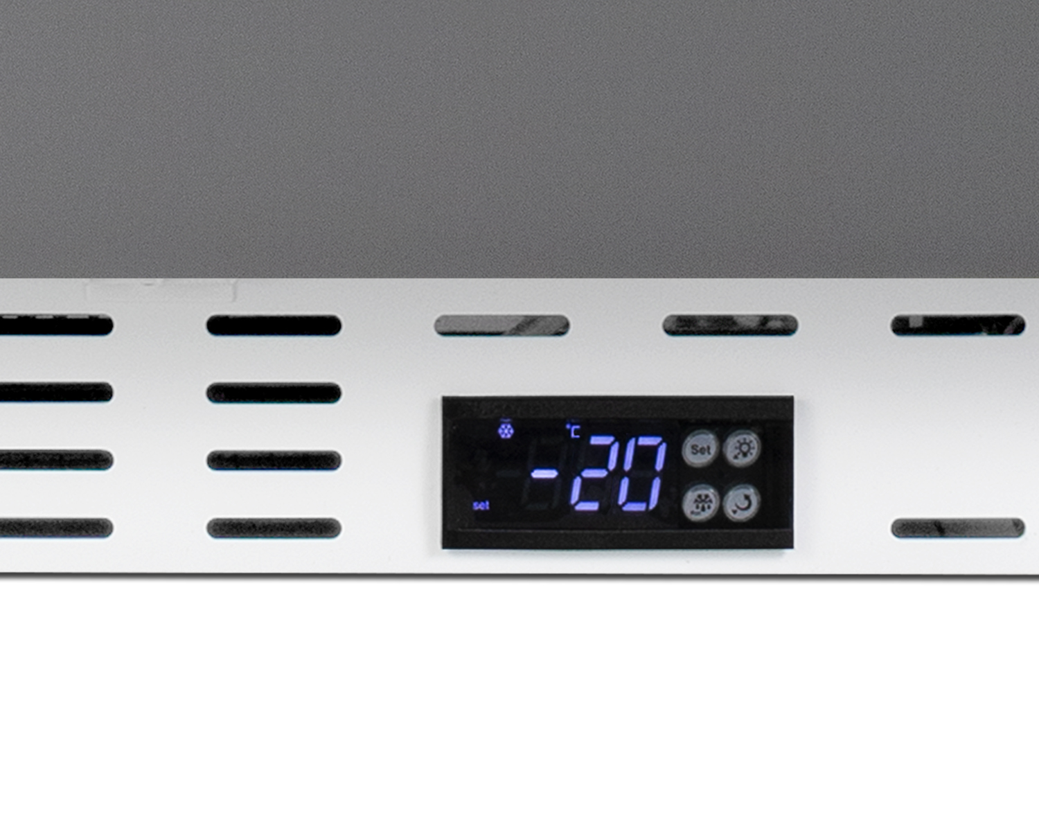 Built-in undercounter -25 C ADA compliant all-freezer with stainless steel front and handle, factory installed lock, digital controls, interior baskets, hospital cord with 'green dot' plug, access port, and manual defrost operation